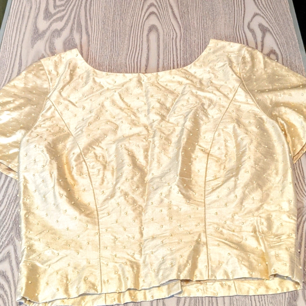 Pearl embellished Satin top Sz S